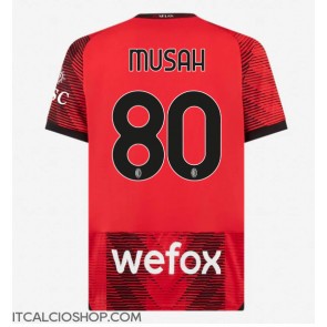 AC Milan Yunus Musah #80 Prima Maglia 2023-24 Manica Corta